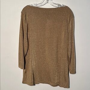 RALPH LAUREN NWT "Lake House" Holiday Party Gold Shimmer Bateau 3/4 SLV Top 2X